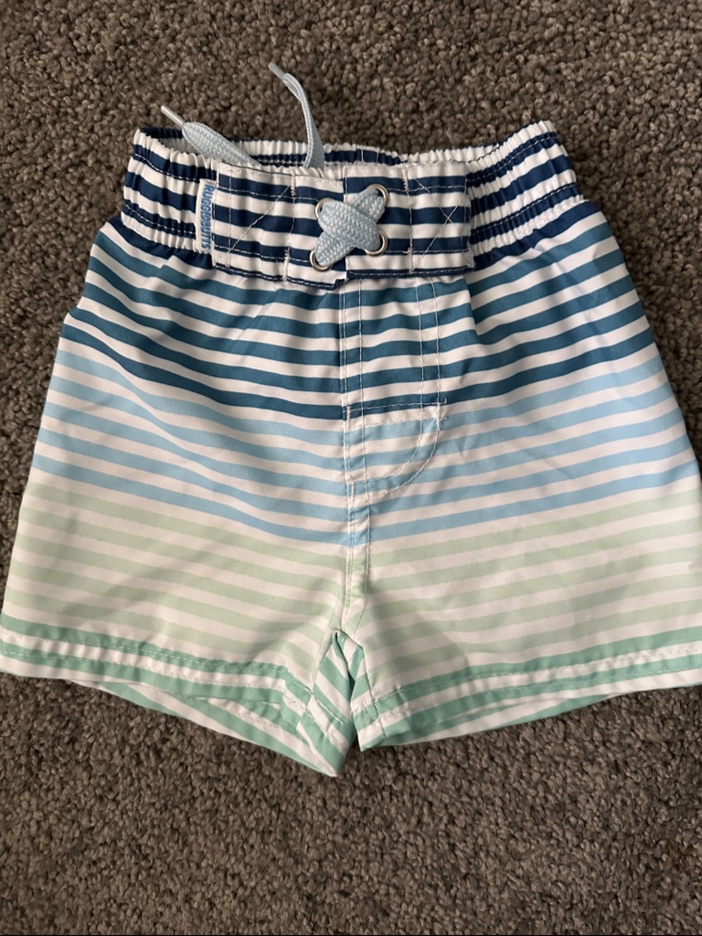 Boys Striped Swim Trunks in Blue & Mint